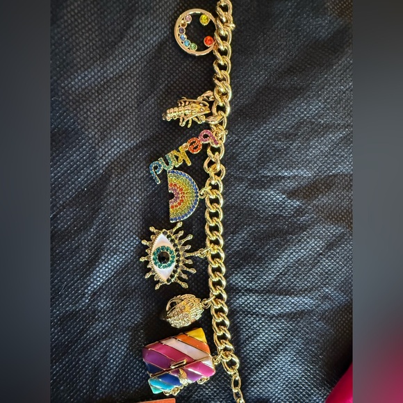 NWT Kurt Geiger Gold Rainbow Charm Bracelet - Multicolor - Picture 4 of 5